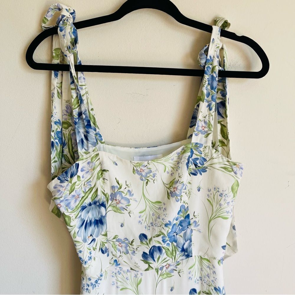 YUMI KIM Ivory & Blue Floral Tie Strap Maxi Dress XS - Picture 2 of 9